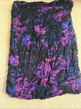 Express Black Scarf with Pink, Purple, and Blue Abstract Print - OS